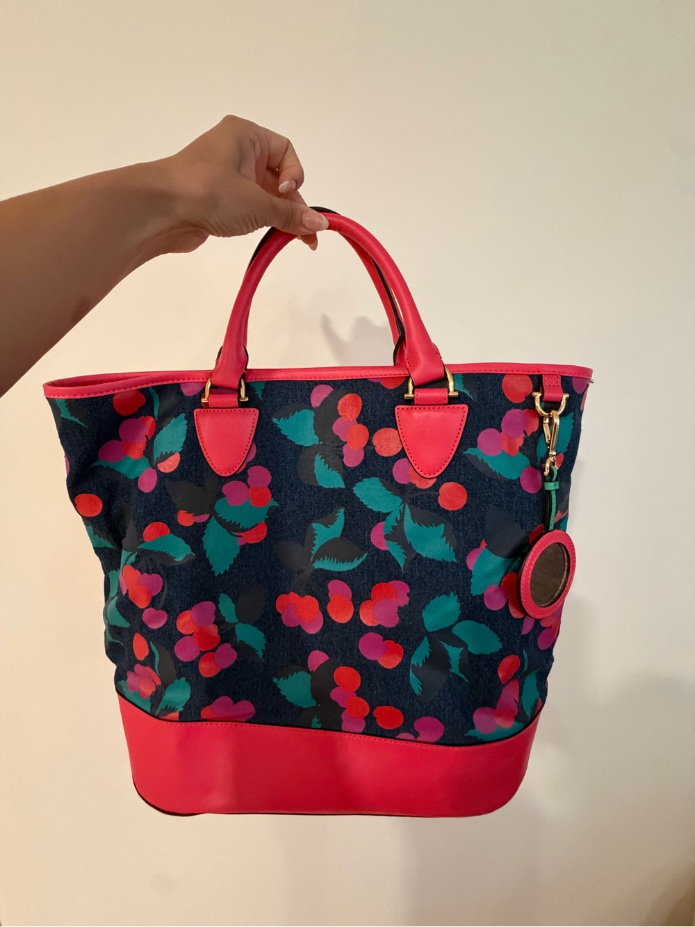 Draper James Pink Trim Floral Tote Bag
